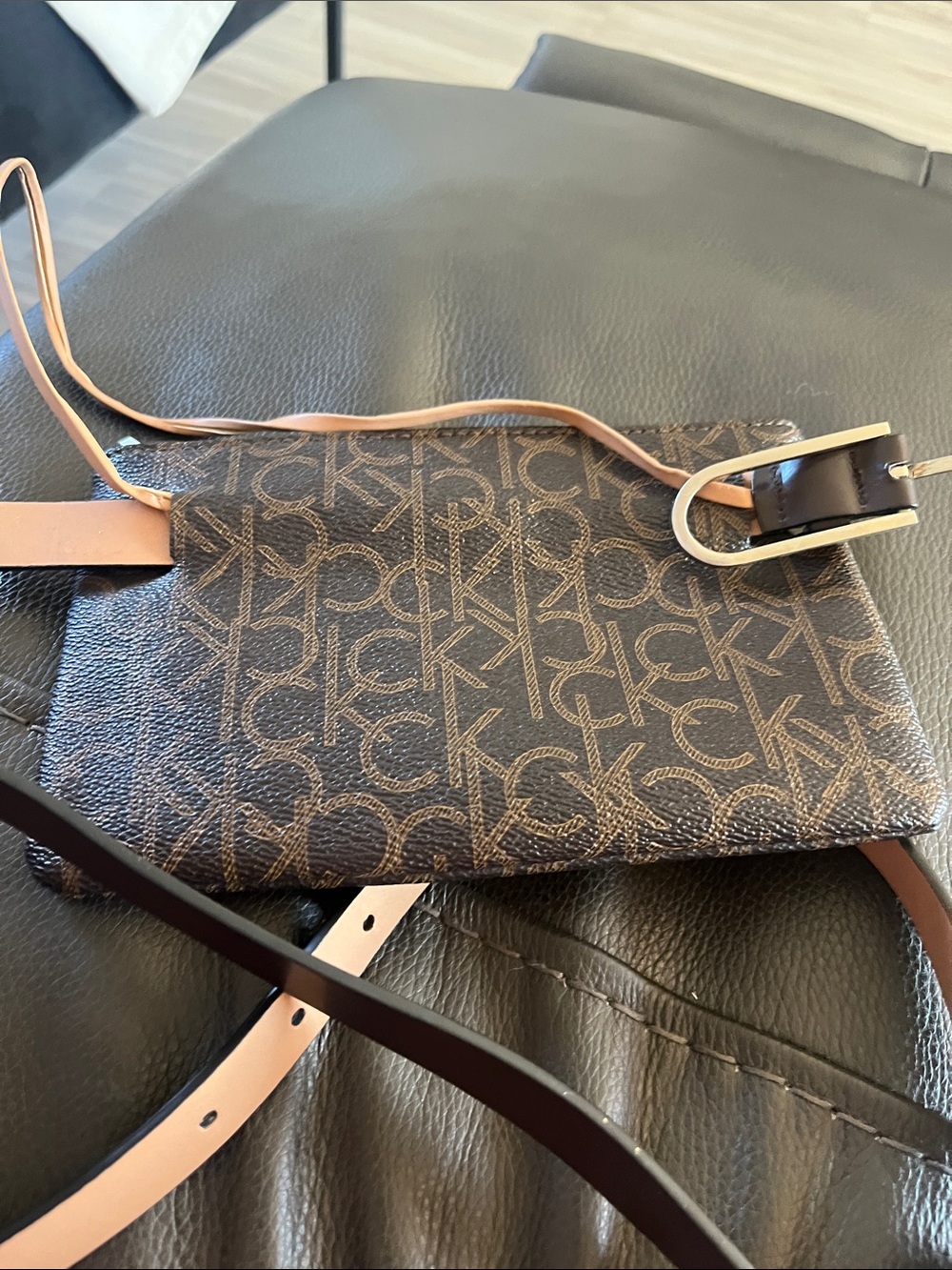 Men's Brown Monogram Belt Bag with Signature Logo Plaque - Picture 3 of 3